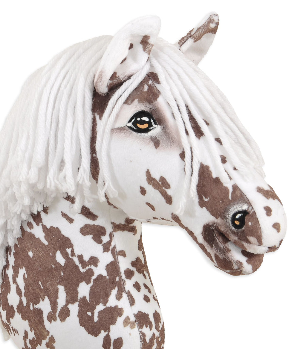 Horse on a stick Super Hobby Horse Premium - brown leopard horse with a white mane A3