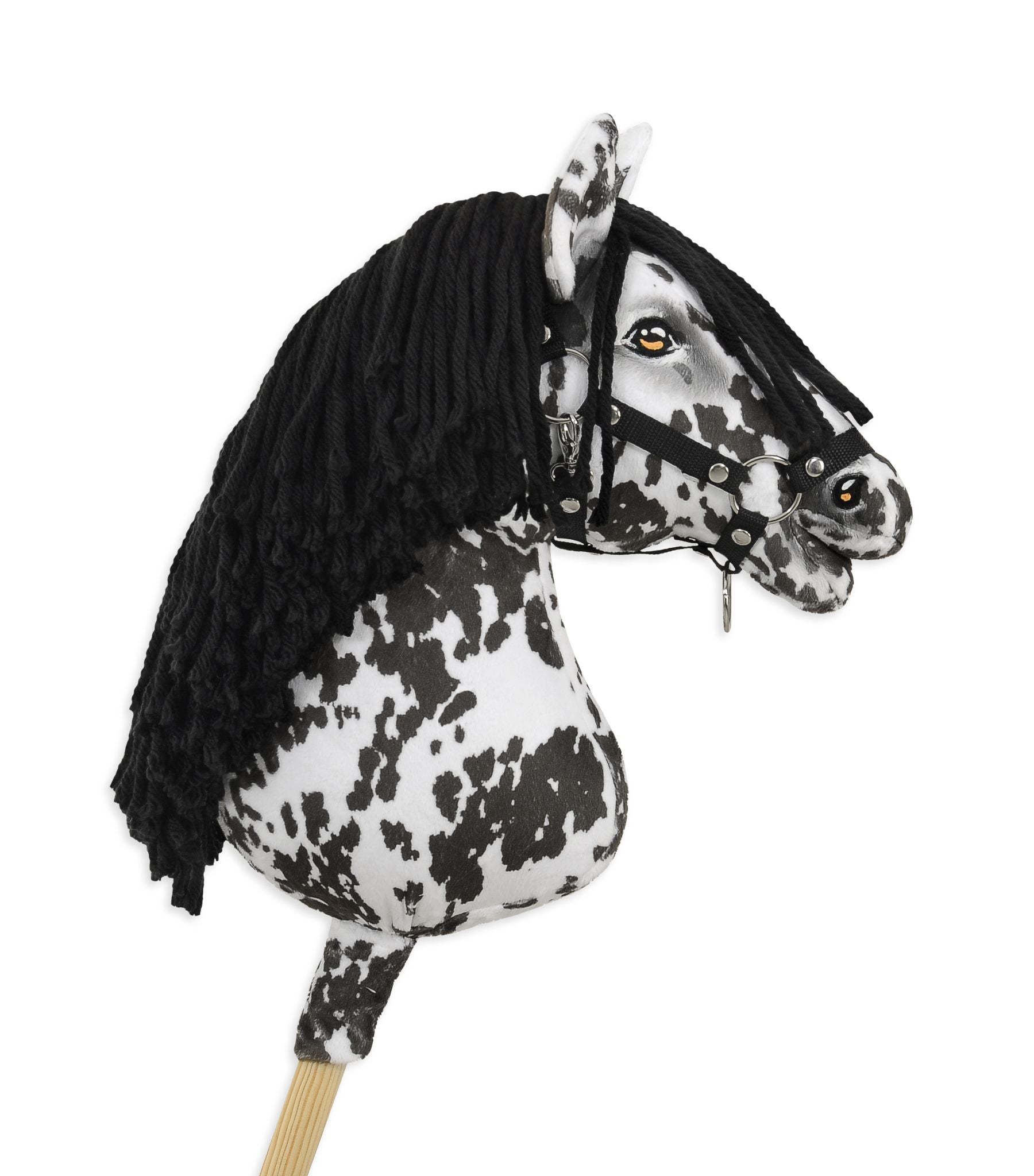 Horse on a stick Super Hobby Horse Premium - leopard horse with a black mane A3