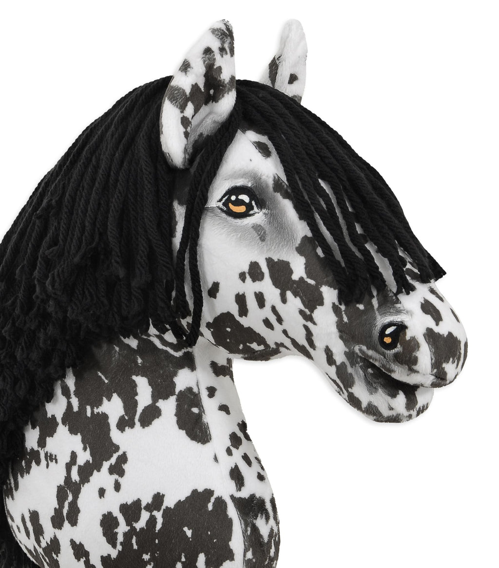 Horse on a stick Super Hobby Horse Premium - leopard horse with a black mane A3