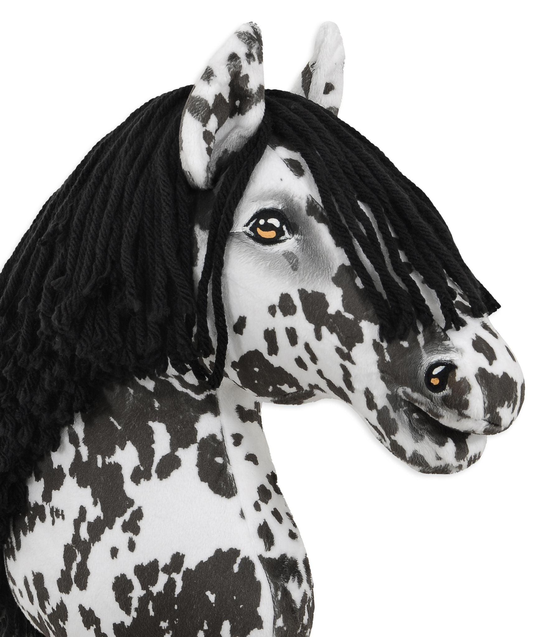 Horse on a stick Super Hobby Horse Premium - leopard horse with a black mane A3