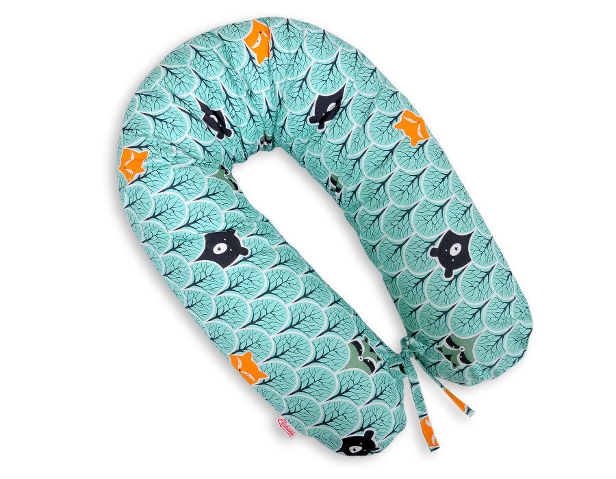 Pregnancy pillow- Longer, removable pillowcase - Mint forest