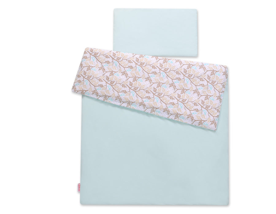 Baby cotton bedding set 2-pcs - beige leaves
