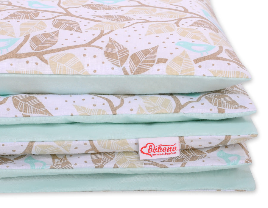 Baby cotton bedding set 2-pcs - beige leaves