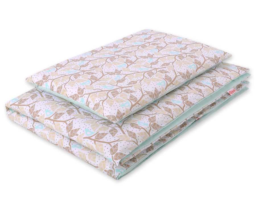 Baby cotton bedding set 2-pcs - beige leaves