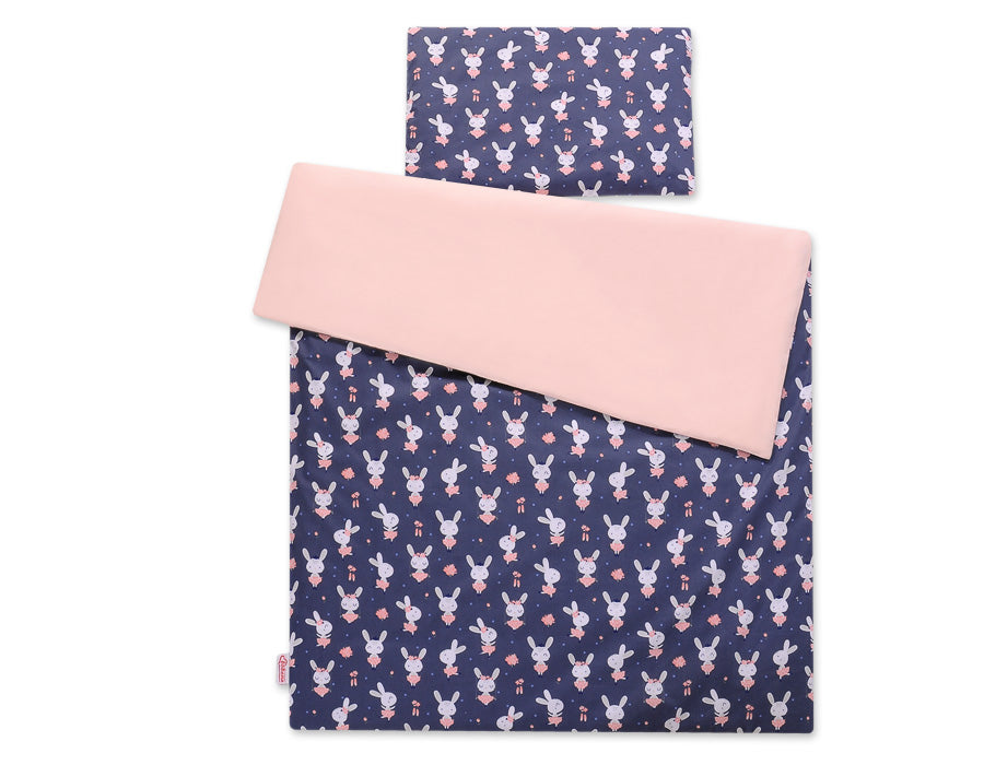 Baby cotton bedding set 2-pcs 140x200 Junior - rabbits navy blue