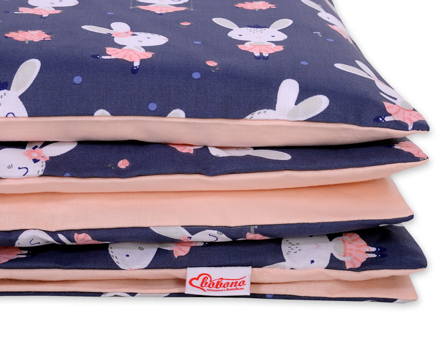 Baby cotton bedding set 2-pcs 140x200 Junior - rabbits navy blue