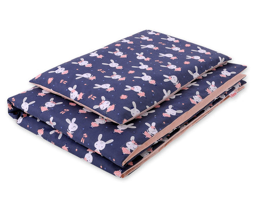 Baby cotton bedding set 2-pcs 140x200 Junior - rabbits navy blue