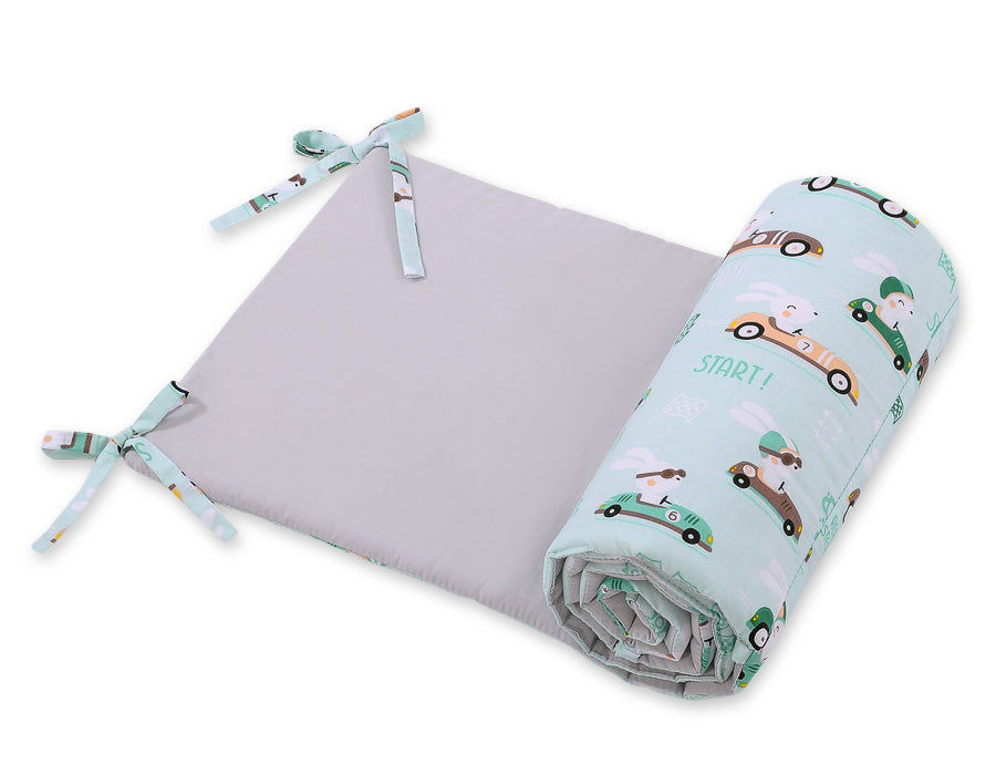 Universal bumper for cot -  mint rabbits
