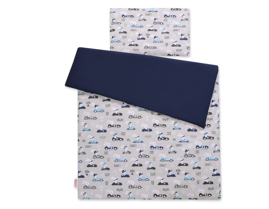 Baby cotton bedding set 2-pcs 135x100 cm- gray rabbits