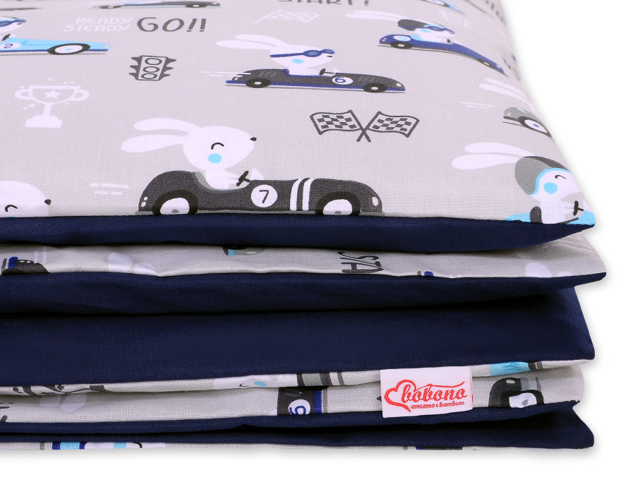 Baby cotton bedding set 2-pcs 135x100 cm- gray rabbits