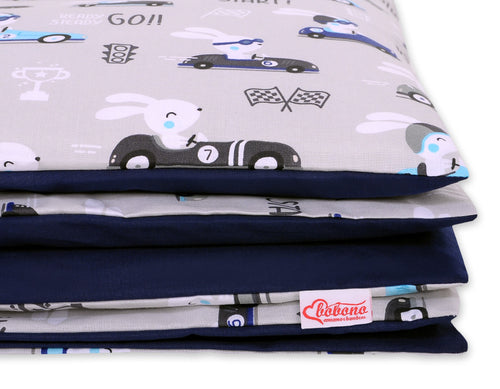 Baby cotton bedding set 2-pcs 135x100 cm- gray rabbits
