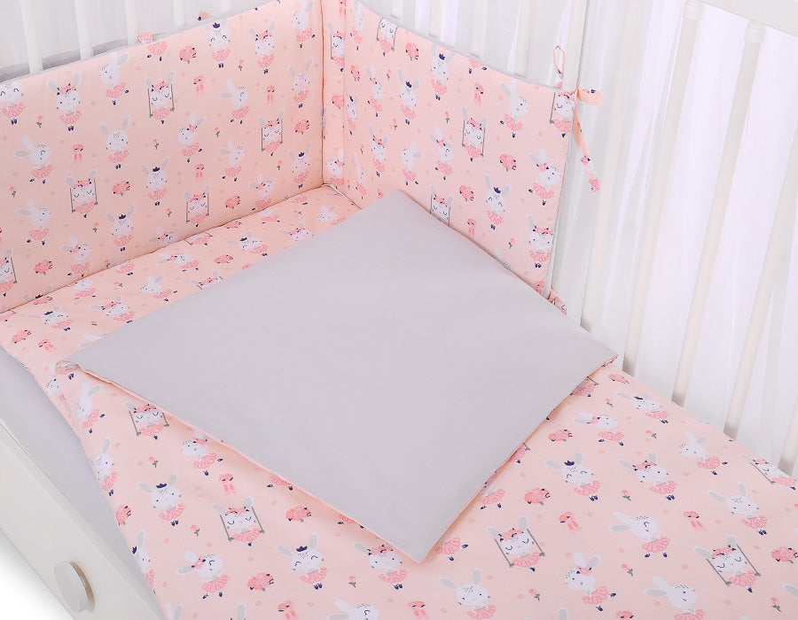 Baby cotton bedding set 2-pcs 120x90 cm-  ballerinas pink