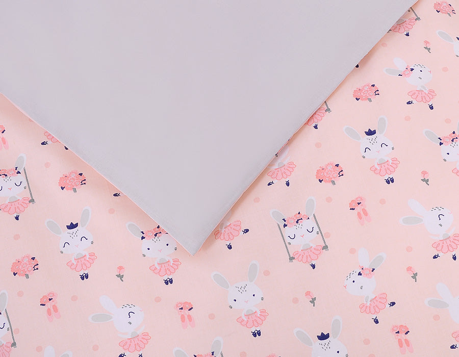 Baby cotton bedding set 2-pcs 120x90 cm-  ballerinas pink