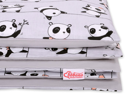 Baby cotton bedding set 2-pcs 120x90 cm - grey panda