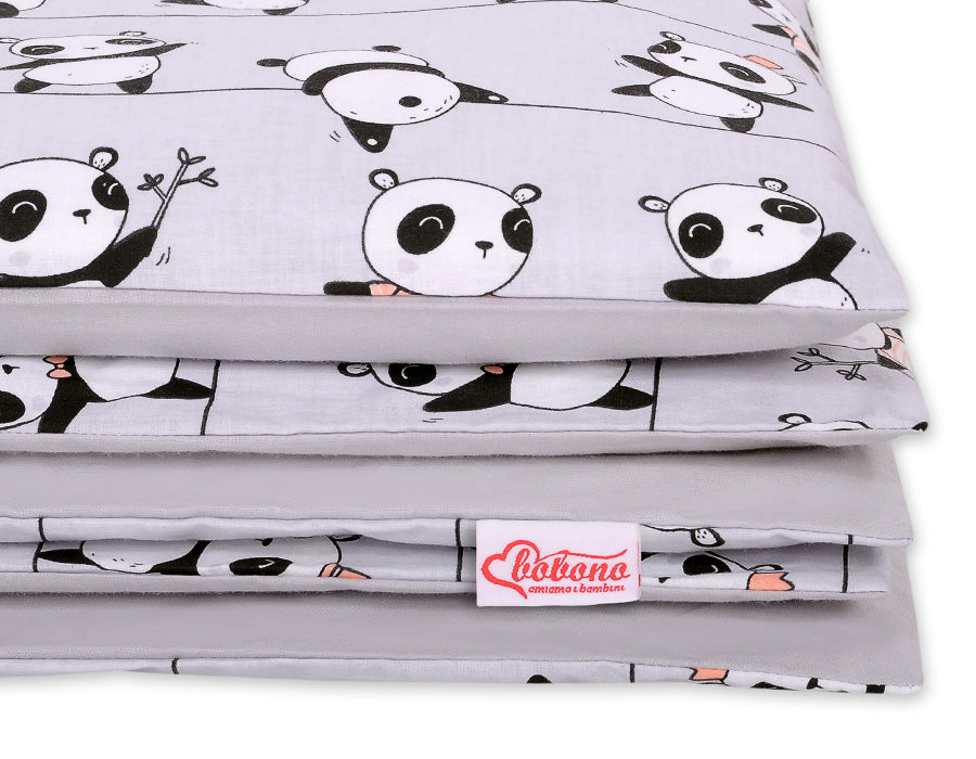Baby cotton bedding set 2-pcs 135x100 cm - Panda gray
