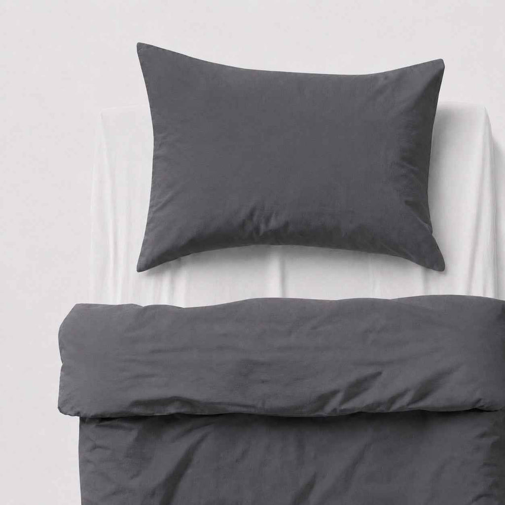 Cotton children's bedding set, 2 pieces, pillowcase 60x40 cm and duvet cover 120x90 cm - anthracite