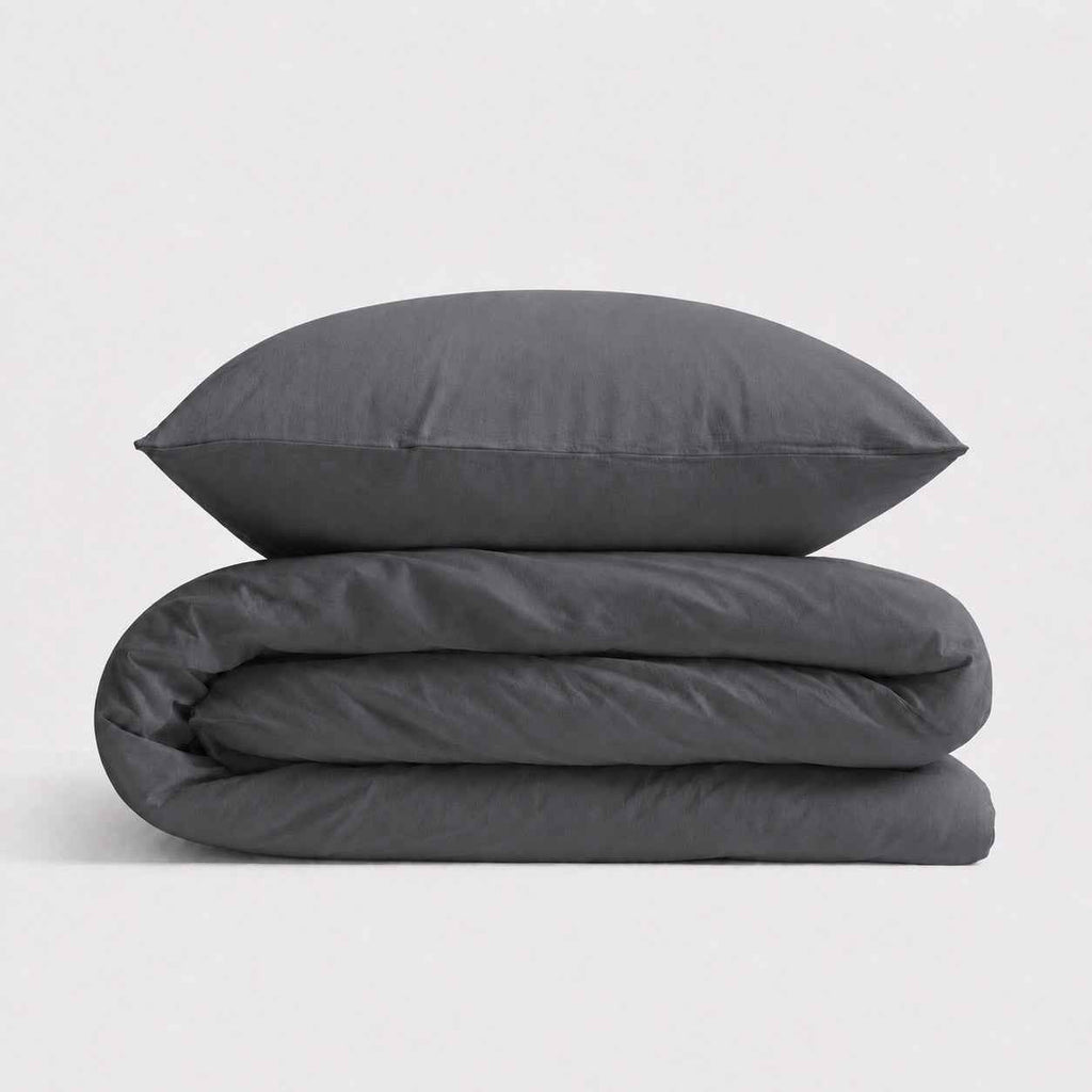 Cotton children's bedding set, 2 pieces, pillowcase 60x40 cm and duvet cover 120x90 cm - anthracite