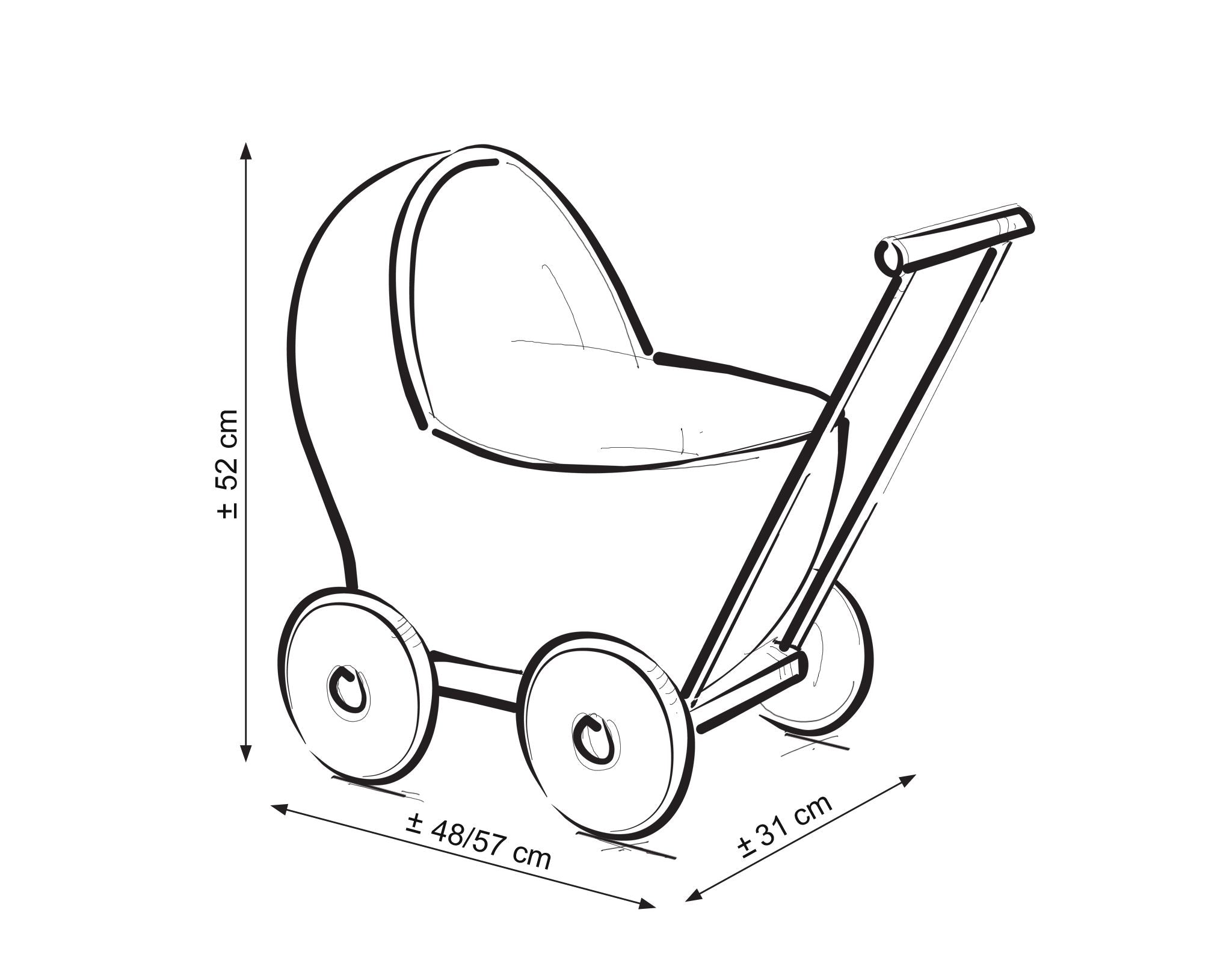 Wicker doll pushchair - white