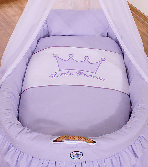 Moses Basket Wicker drape crib- Little Prince lilac