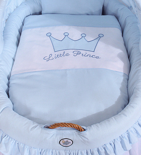 Moses Basket/Wicker hood crib- Little Prince blue