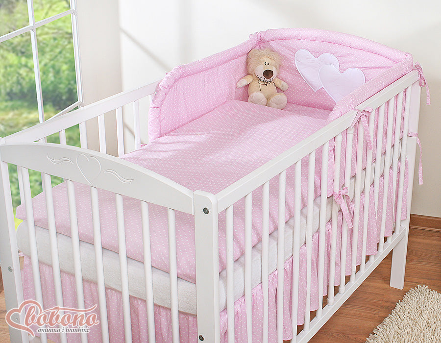 Bedding set 3-pcs 135x100 - Hanging Hearts white polka dots on pink