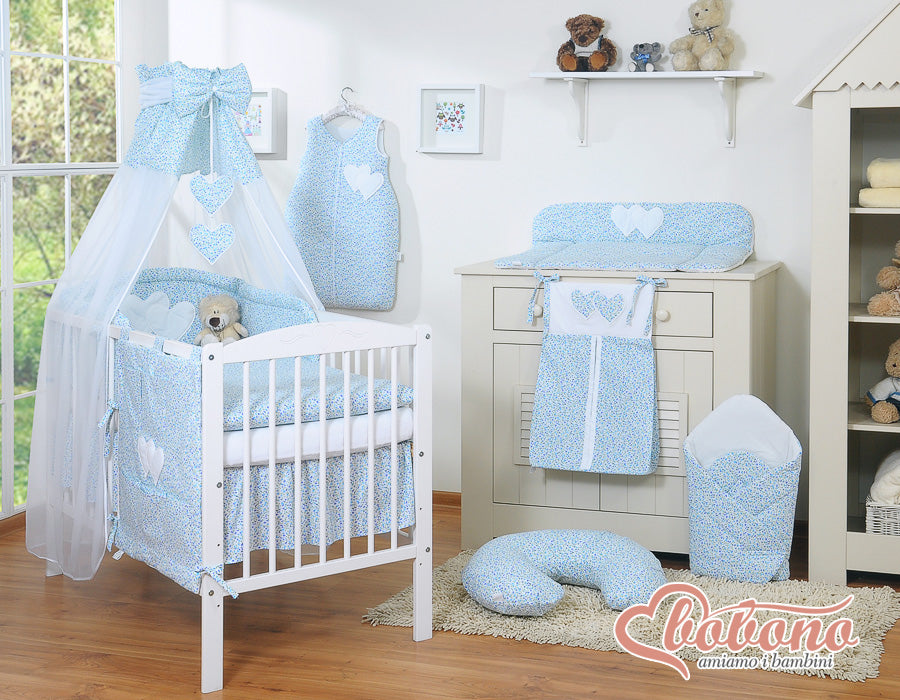 Canopy made of Chiffon- Hanging Hearts blue flowers