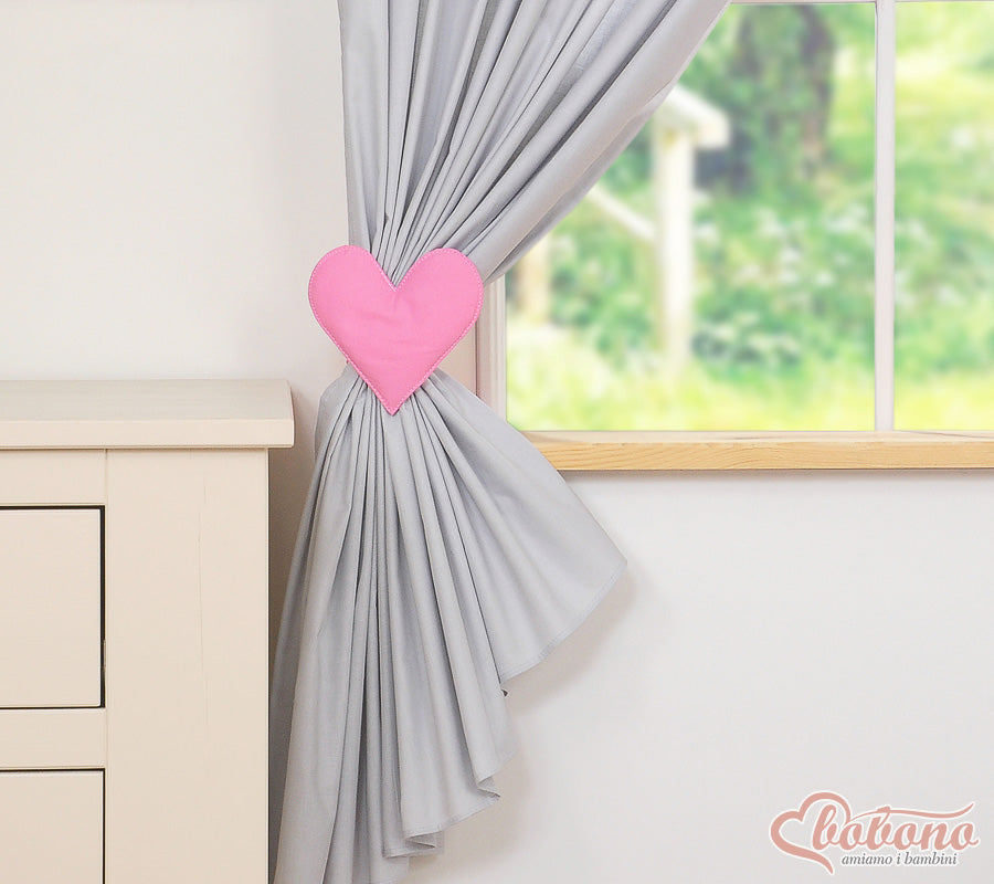 Children's room curtains with hearts grey and pink