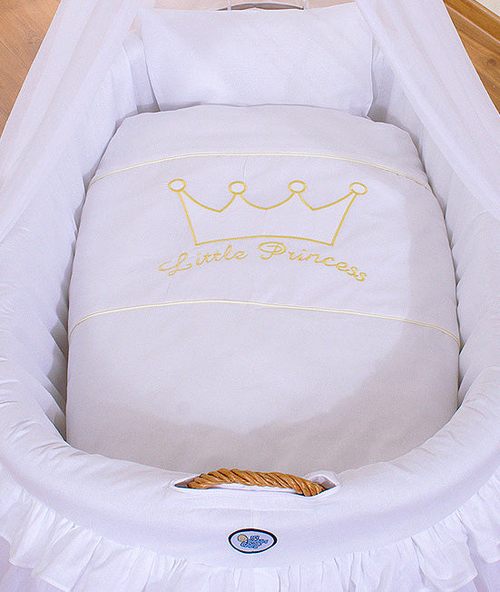 Moses Basket Wicker drape crib- Little Prince Princess white