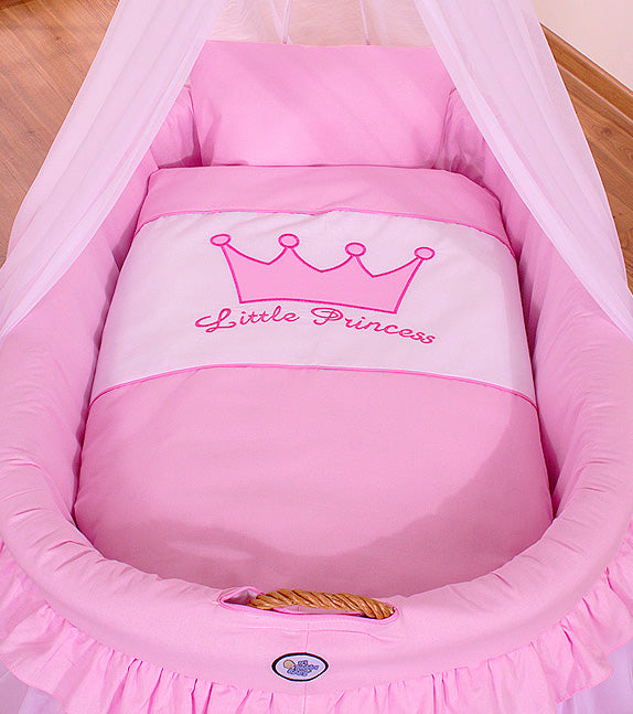 Moses Basket Wicker drape crib- Little Princess pink