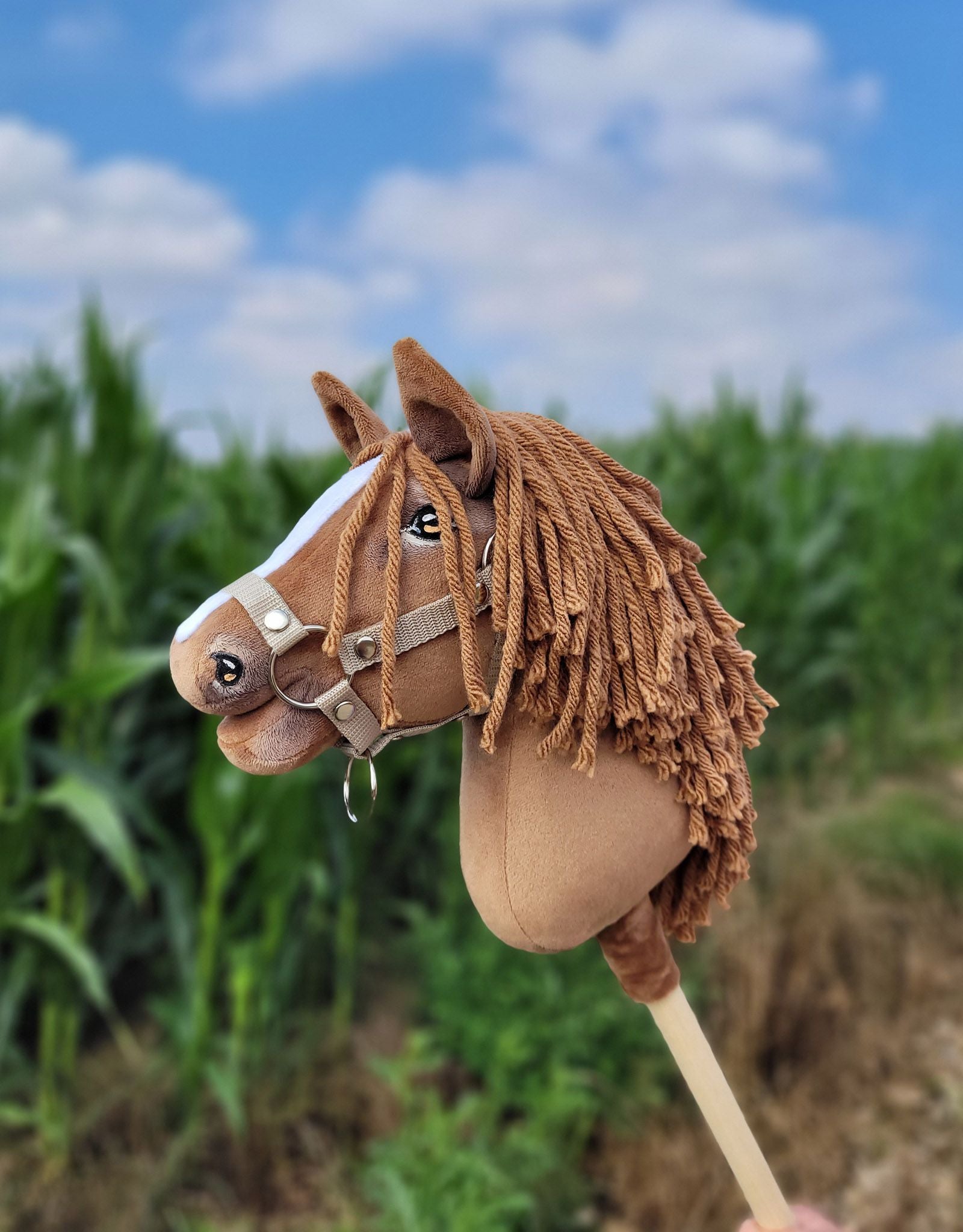 Horse on a stick Super Hobby Horse Premium - light chestnut horse A4