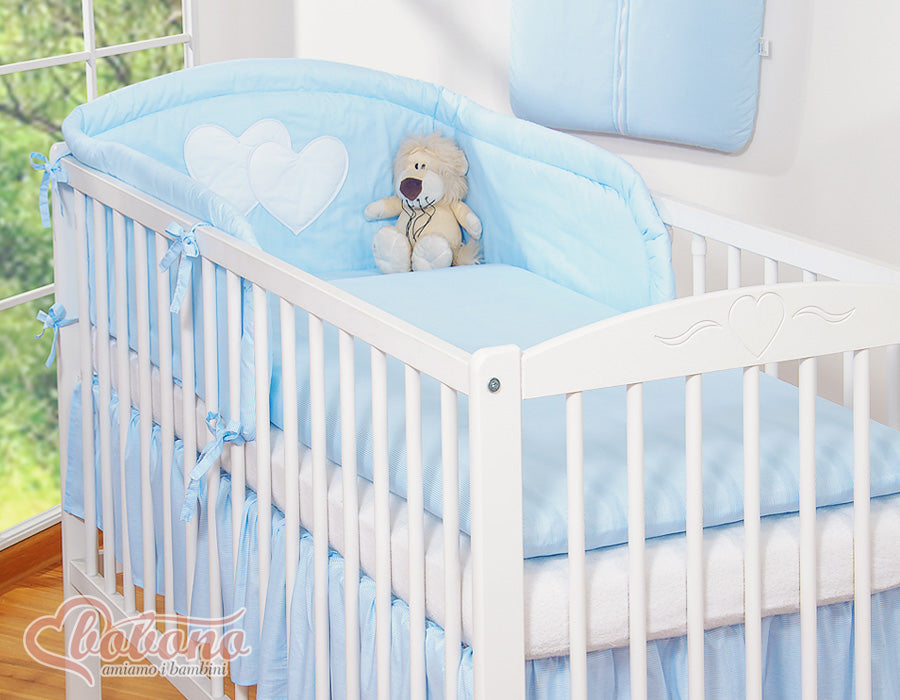 Bedding set 3-pcs 120x90 - Hanging Hearts blue strips