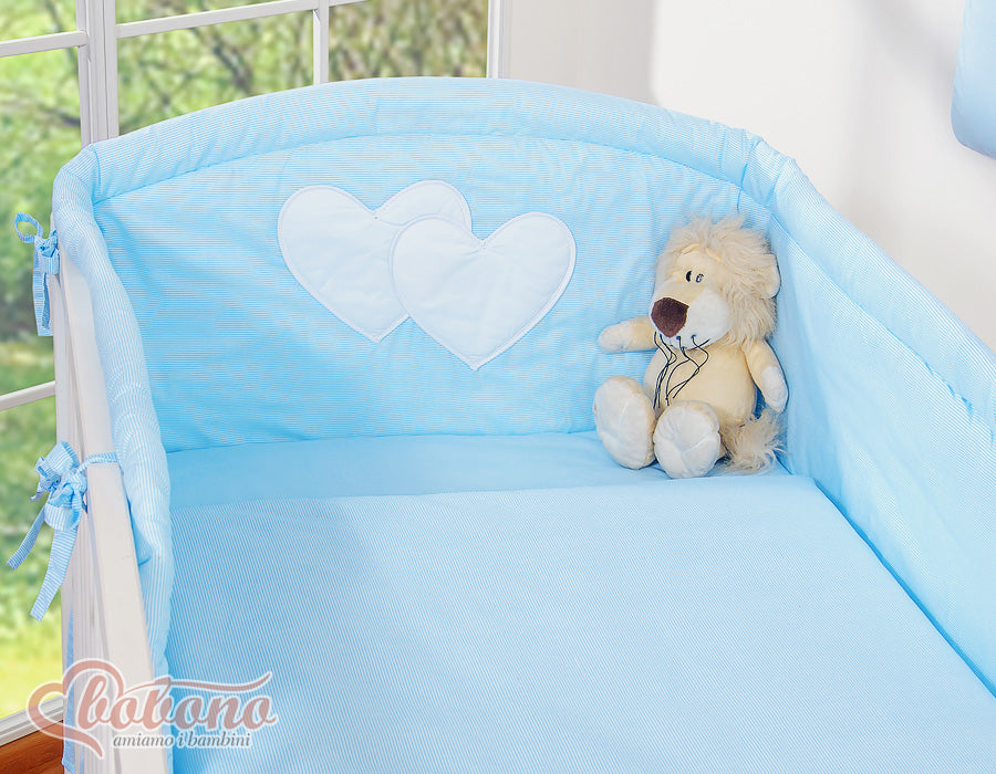 Bedding set 3-pcs 135x100 - Hanging Hearts blue strips
