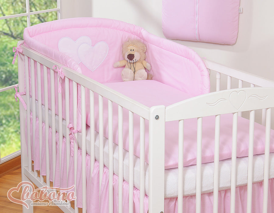 Bedding set 3-pcs 135x100 - Hanging Hearts pink strips