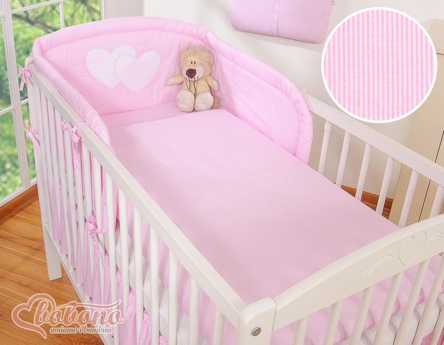 Bedding set 3-pcs 135x100 - Hanging Hearts pink strips