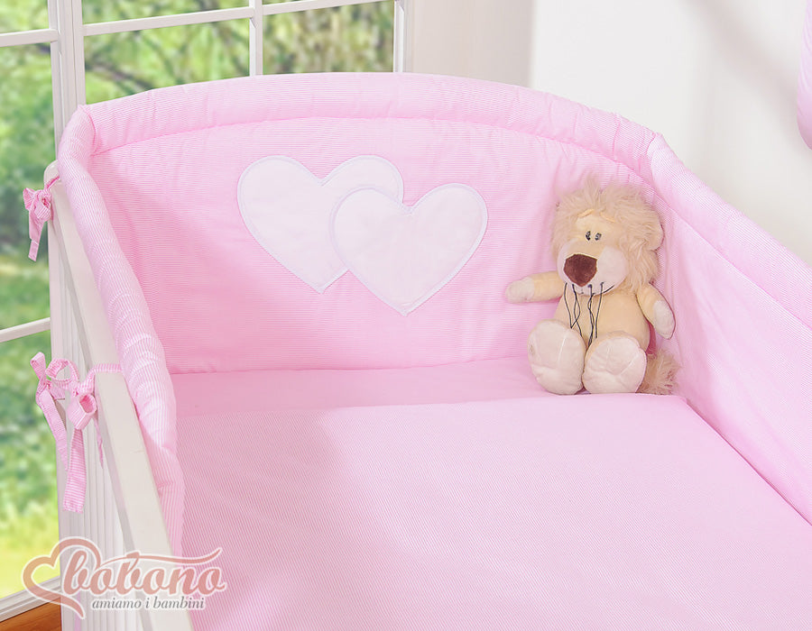 Bedding set 3-pcs 135x100 - Hanging Hearts pink strips