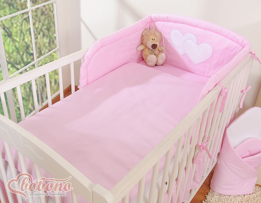 Bedding set 3-pcs 135x100 - Hanging Hearts pink strips
