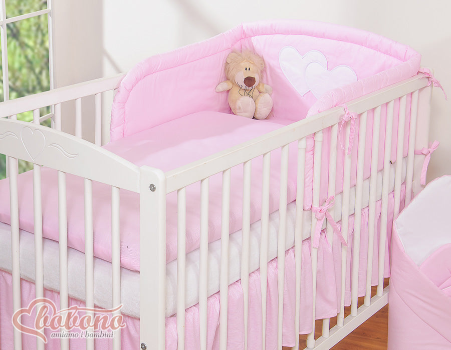 Bedding set 3-pcs 120x90 - Hanging Hearts pink strips