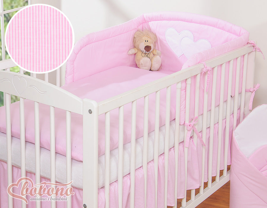 Bedding set 3-pcs 135x100 - Hanging Hearts pink strips