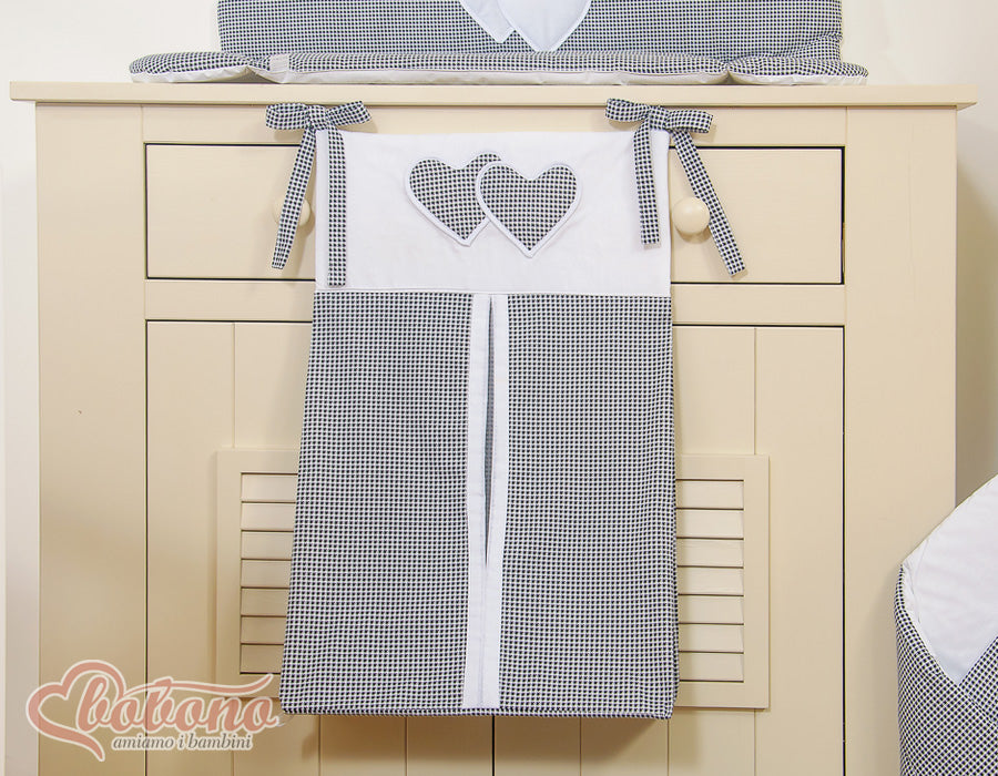 Diaper bag- Hanging Hearts black checkered