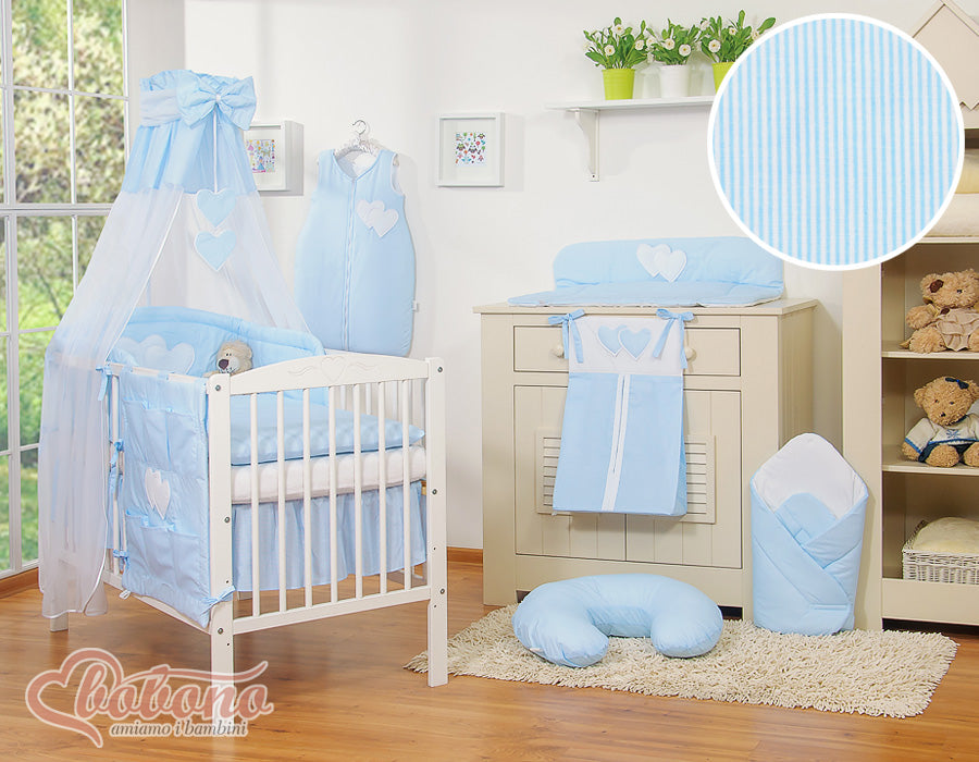 Canopy made of Chiffon- Hanging Hearts blue strips