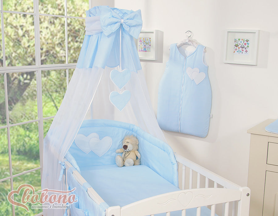 Canopy made of Chiffon- Hanging Hearts blue strips