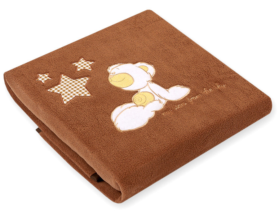 Polar fleece blanket for babies - Carlo- Teddy Bear with Stars brown
