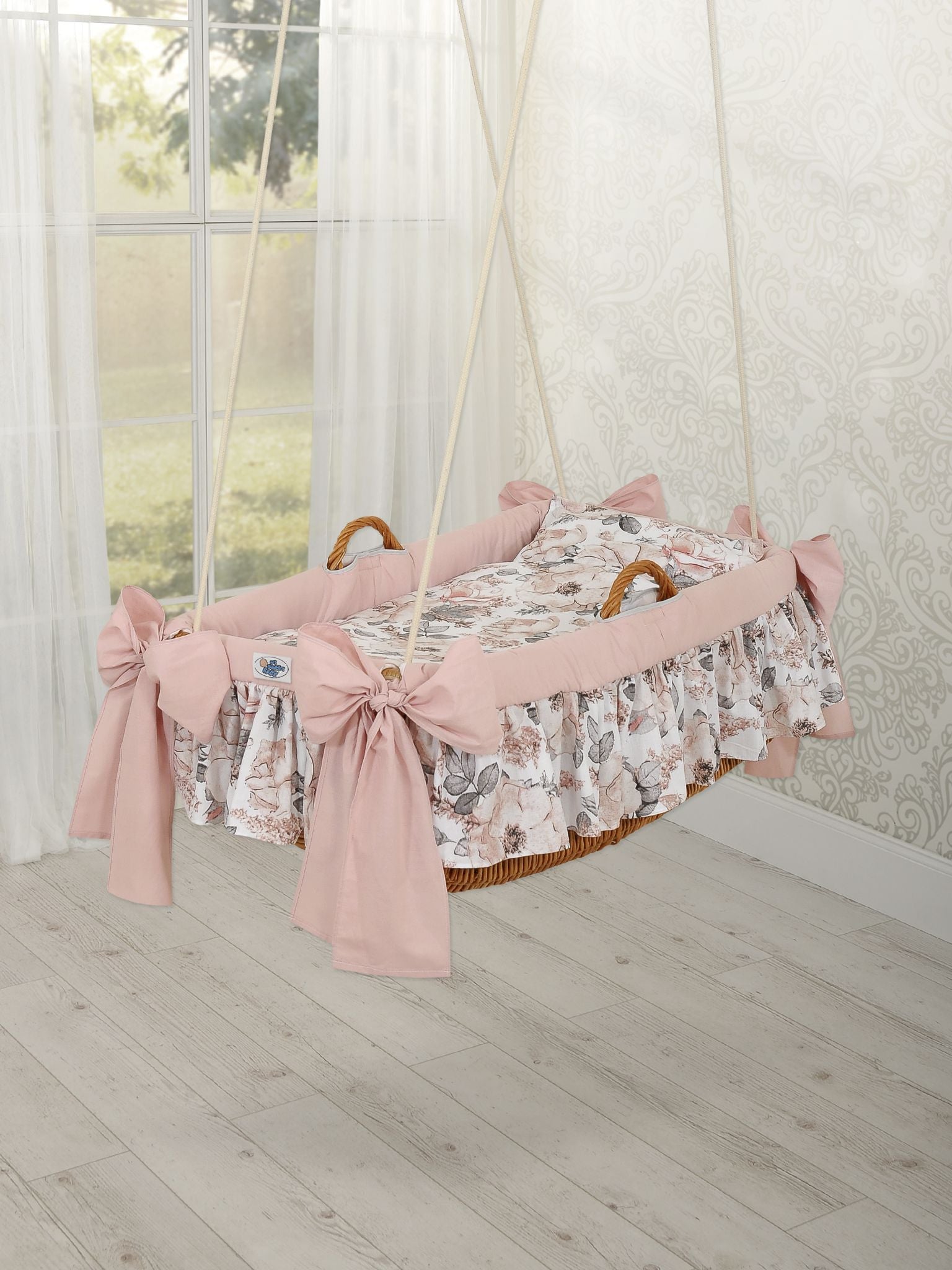 Moses Basket Hanging crib - Sepia roses