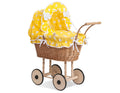 Wicker dolls' pram with yellow bedding and padding NATALIA natural