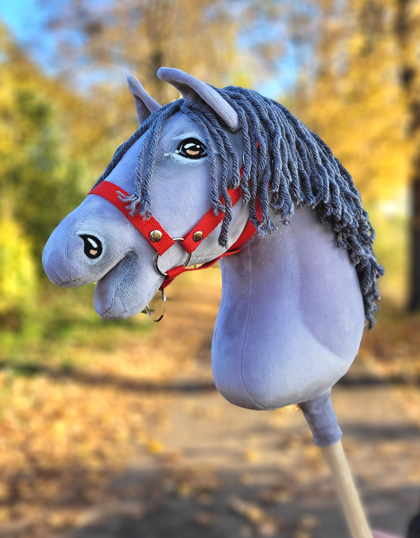 Horse on a stick Super Hobby Horse Premium - gray horse with grey mane A3