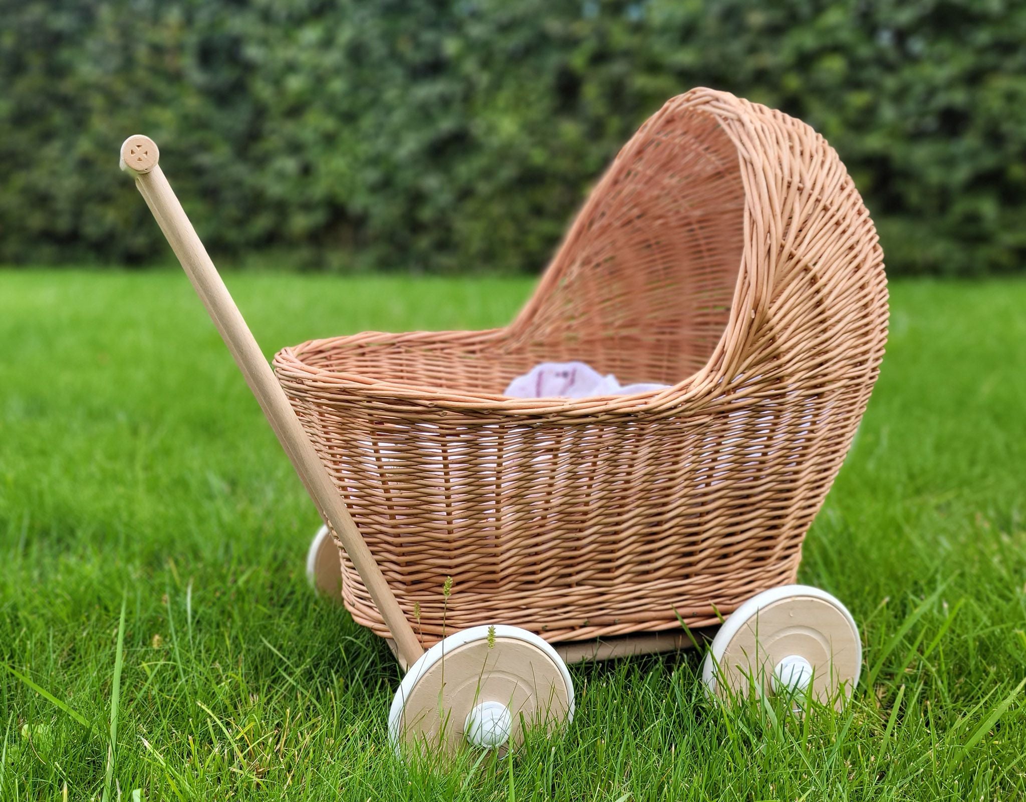 Wicker doll pushchair - natural