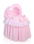 Wicker crib for doll Moses basket for dolls with hood LITTLE PRINCESS pink
