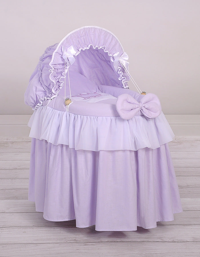 Wicker crib for doll Moses basket for dolls with hood LITTLE PRINCESS lilac
