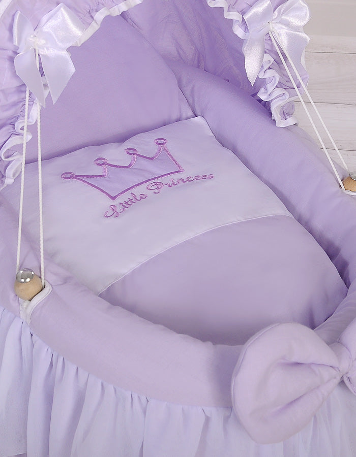Wicker crib for doll Moses basket for dolls with hood LITTLE PRINCESS lilac