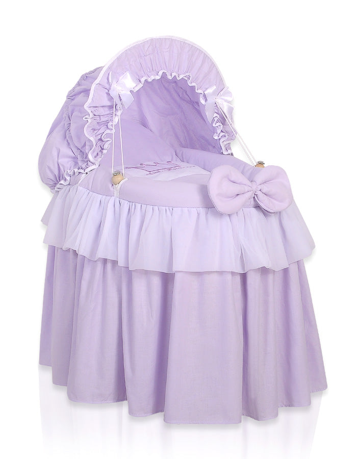 Wicker crib for doll Moses basket for dolls with hood LITTLE PRINCESS lilac